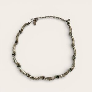 Authentic Longcraft vintage Elegant Silver and Green stone choker  Necklace